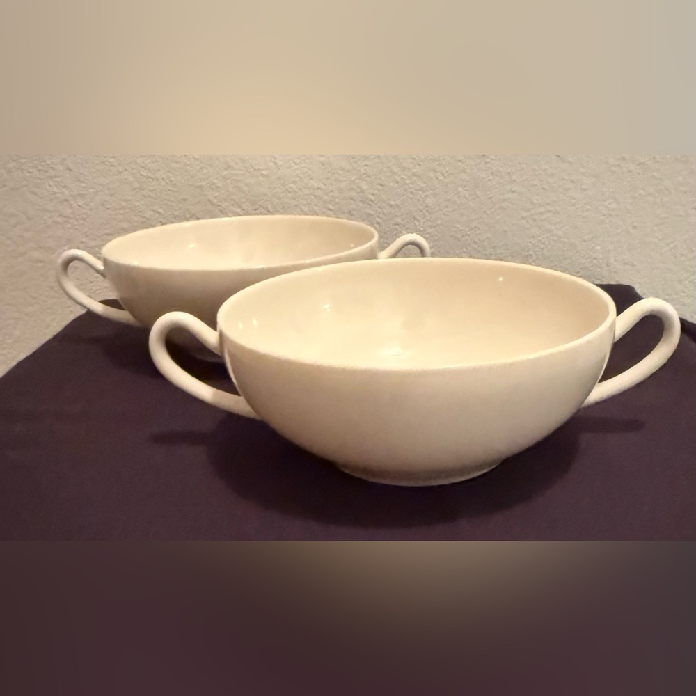 2 Syracuse China double handled bowls 4.75”